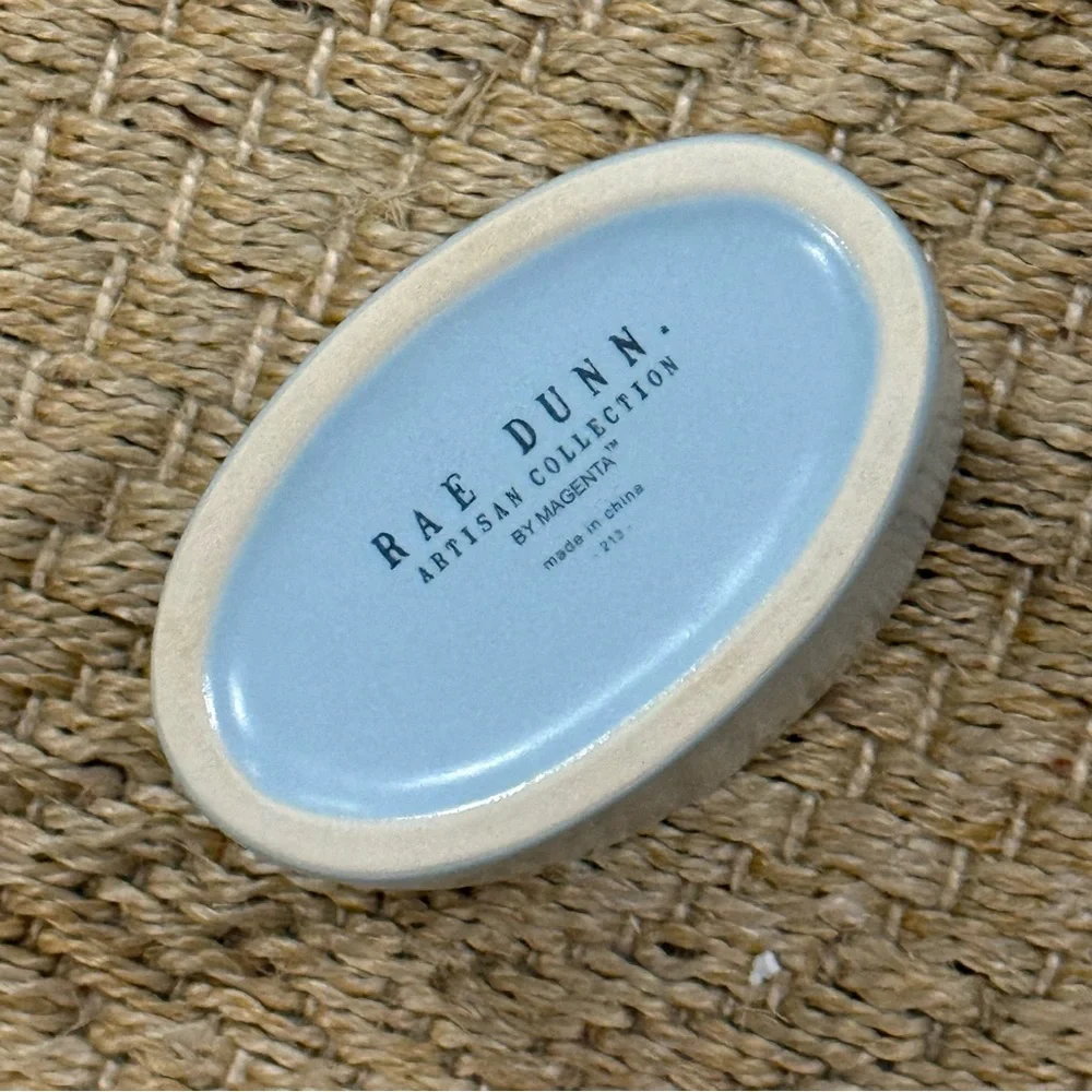 Rae Dunn Light Blue Ceramic 'BRUSHES' Organizer Paint Makeup & Tooth brushes!